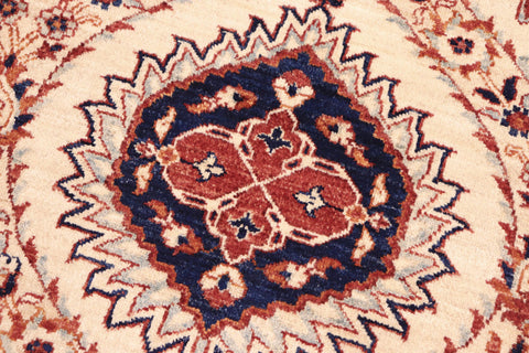 handmade Modern Kafkaz Beige Blue Hand Knotted RECTANGLE 100% WOOL area rug 8' x 10'