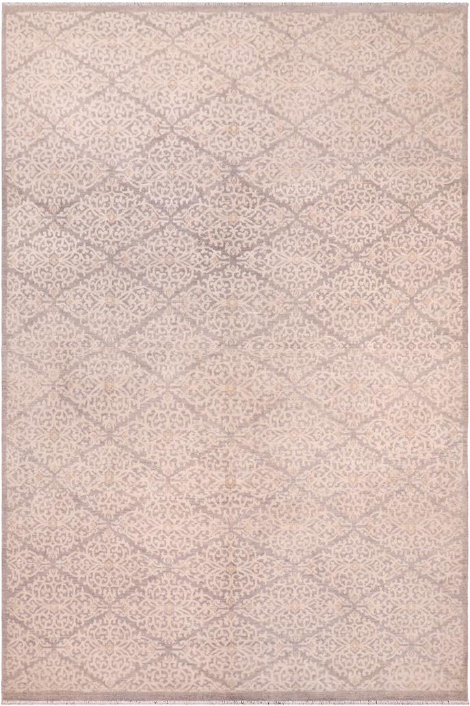 handmade Transitional Kafkaz Gray Ivory Hand Knotted RECTANGLE 100% WOOL area rug 8X10