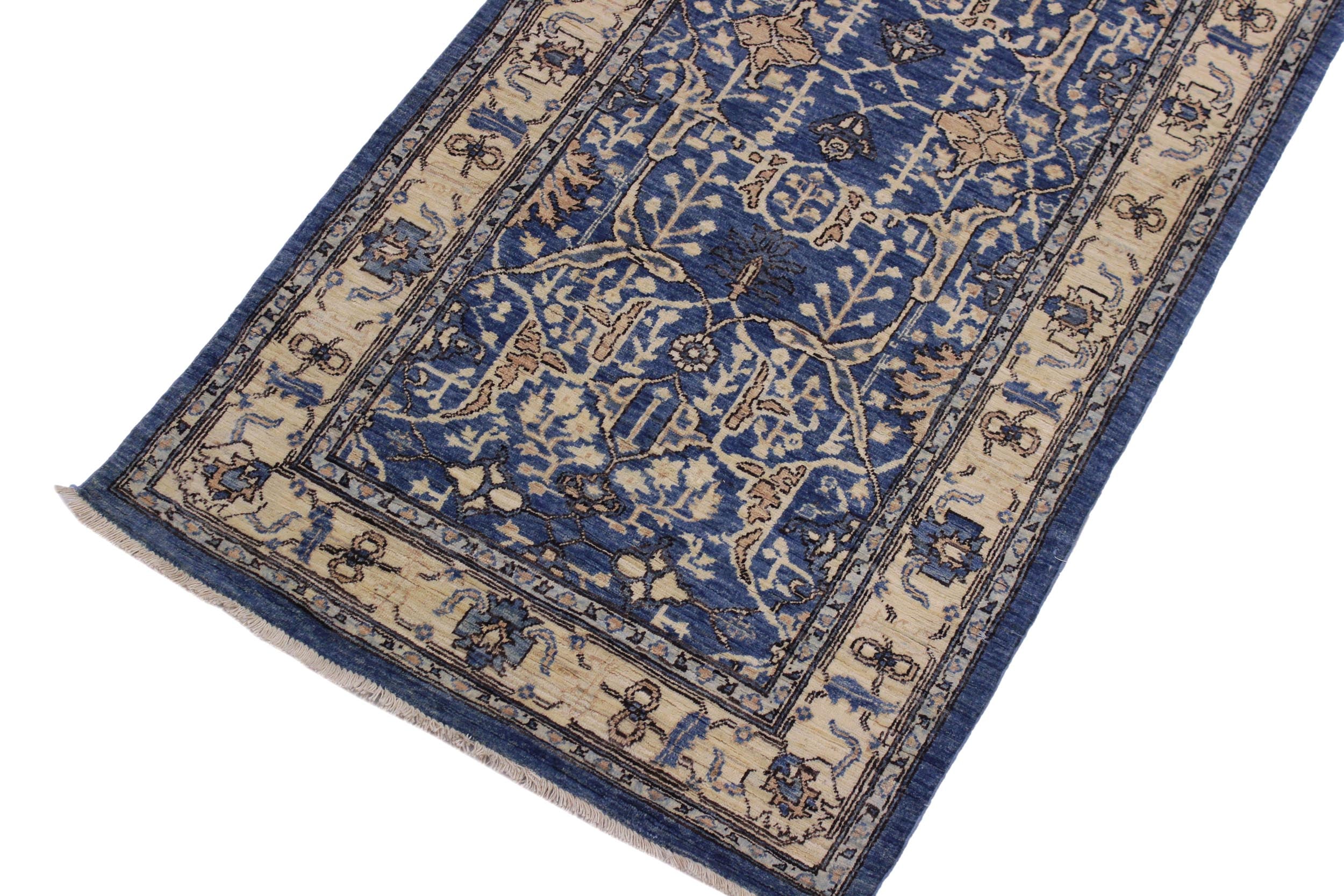 handmade Traditional Kafkaz Lt. Blue Ivory Hand Knotted RUNNER 100% WOOL area rug 3' x 9'