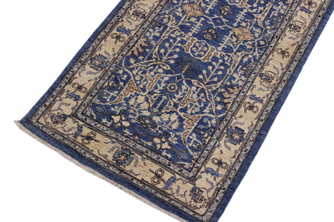 handmade Traditional Kafkaz Lt. Blue Ivory Hand Knotted RUNNER 100% WOOL area rug 3' x 9'