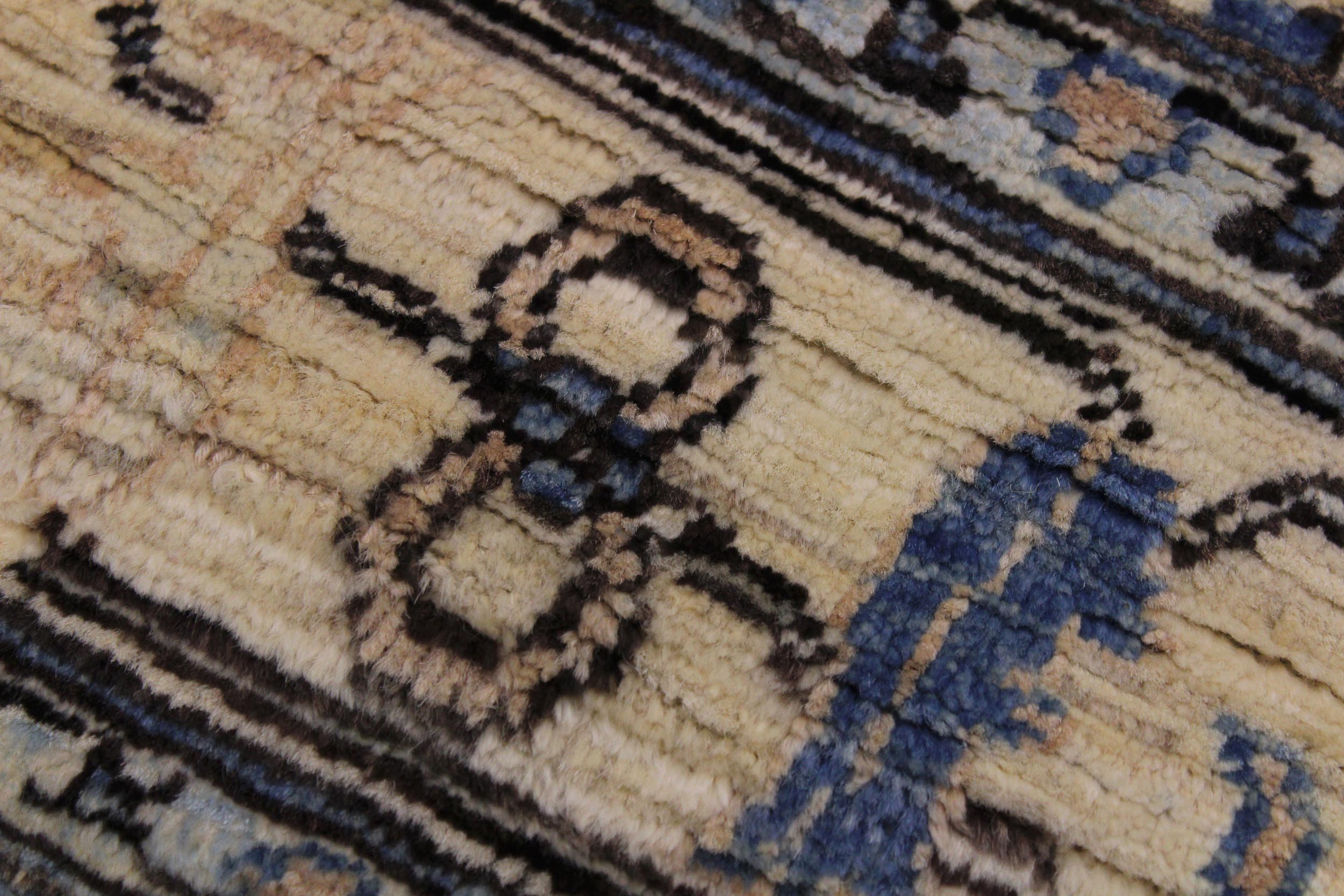 handmade Traditional Kafkaz Lt. Blue Ivory Hand Knotted RUNNER 100% WOOL area rug 3' x 9'