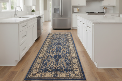 handmade Traditional Kafkaz Lt. Blue Ivory Hand Knotted RUNNER 100% WOOL area rug 3' x 9'