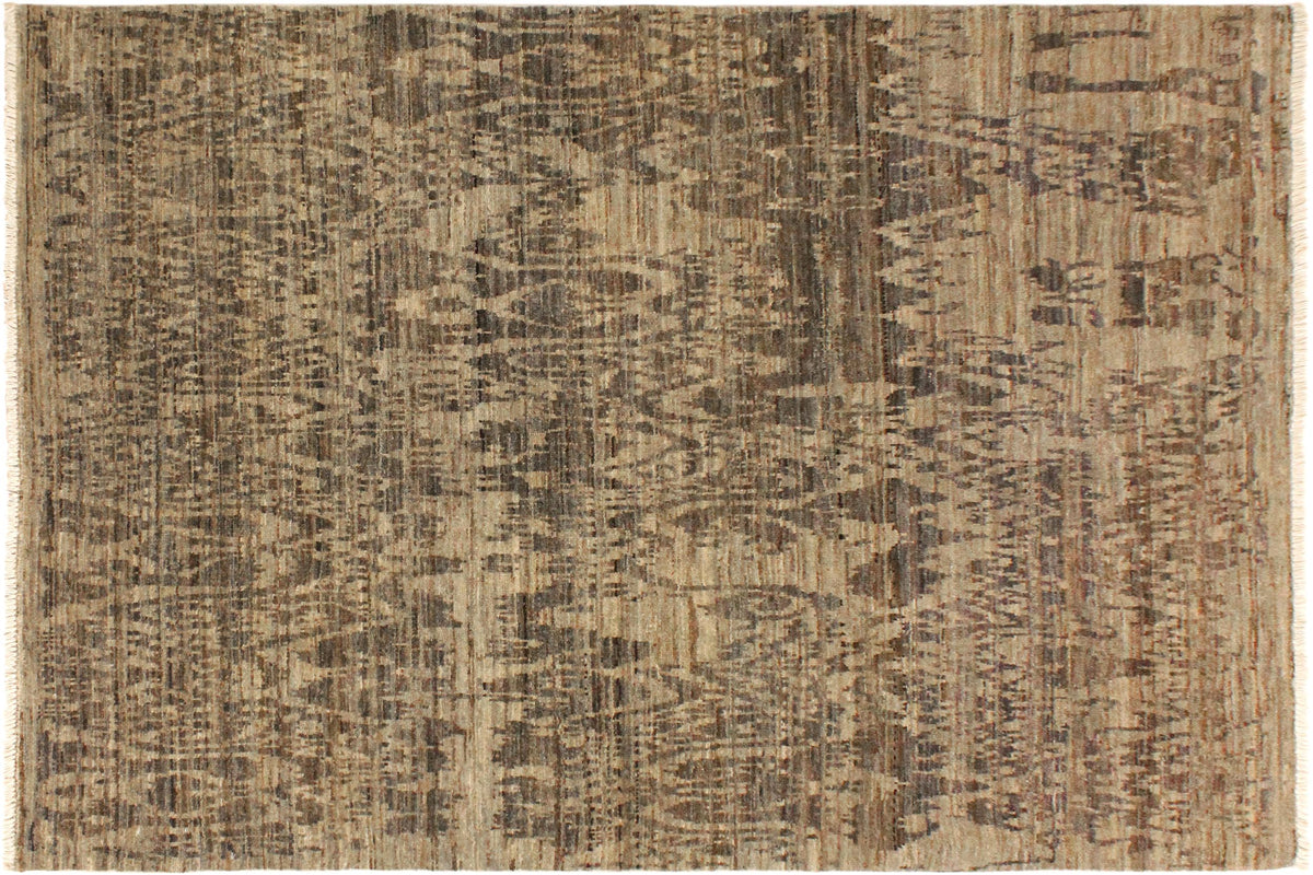 handmade Modern Kafkaz Gray Blue Hand Knotted RECTANGLE 100% WOOL area rug 4' x 6'