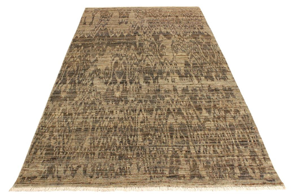 handmade Modern Kafkaz Gray Blue Hand Knotted RECTANGLE 100% WOOL area rug 4X6