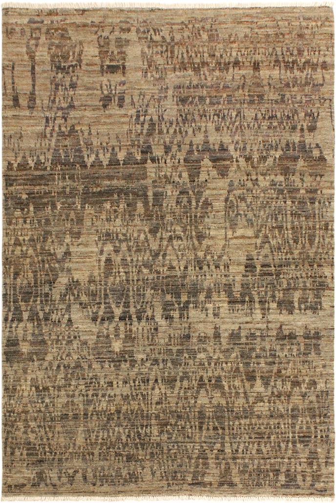 handmade Modern Kafkaz Gray Blue Hand Knotted RECTANGLE 100% WOOL area rug 4X6