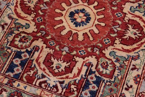 handmade Geometric Kurjean Red Beige Hand Knotted RECTANGLE 100% WOOL area rug 5x7