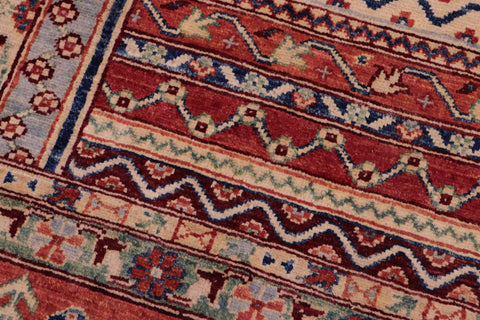handmade Geometric Kurjean Red Beige Hand Knotted RECTANGLE 100% WOOL area rug 5x7