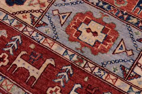 handmade Geometric Kurjean Red Beige Hand Knotted RECTANGLE 100% WOOL area rug 5x7