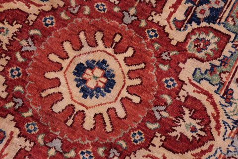 handmade Geometric Kurjean Red Beige Hand Knotted RECTANGLE 100% WOOL area rug 5x7
