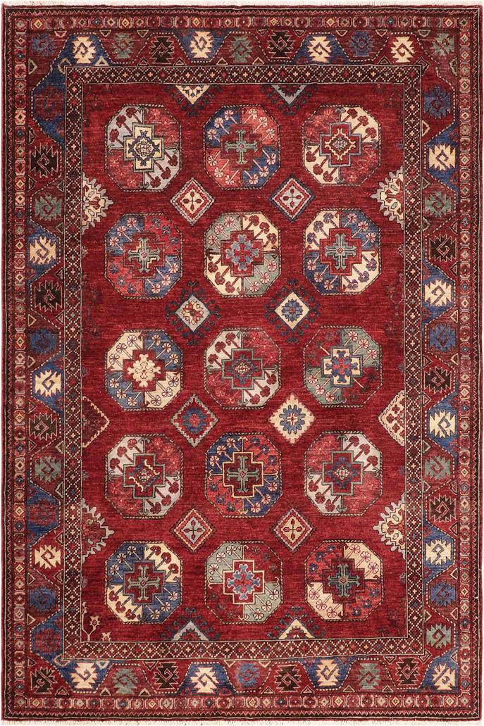 handmade Transitional Kafkaz Red Rust Hand Knotted RECTANGLE 100% WOOL area rug 6X8