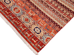 handmade Geometric Khorgeen Rust Blue Hand Knotted RECTANGLE 100% WOOL area rug 9x12