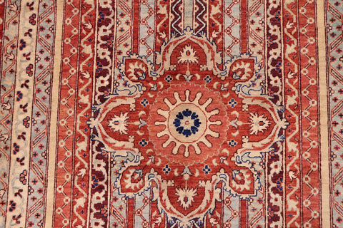 handmade Geometric Kurjean Burntorange Blue Hand Knotted RECTANGLE 100% WOOL area rug 9x12