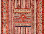 handmade Geometric Khorgeen Rust Blue Hand Knotted RECTANGLE 100% WOOL area rug 9x12