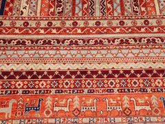 handmade Geometric Khorgeen Rust Blue Hand Knotted RECTANGLE 100% WOOL area rug 9x12