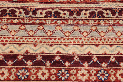 handmade Geometric Kurjean Burntorange Blue Hand Knotted RECTANGLE 100% WOOL area rug 9x12