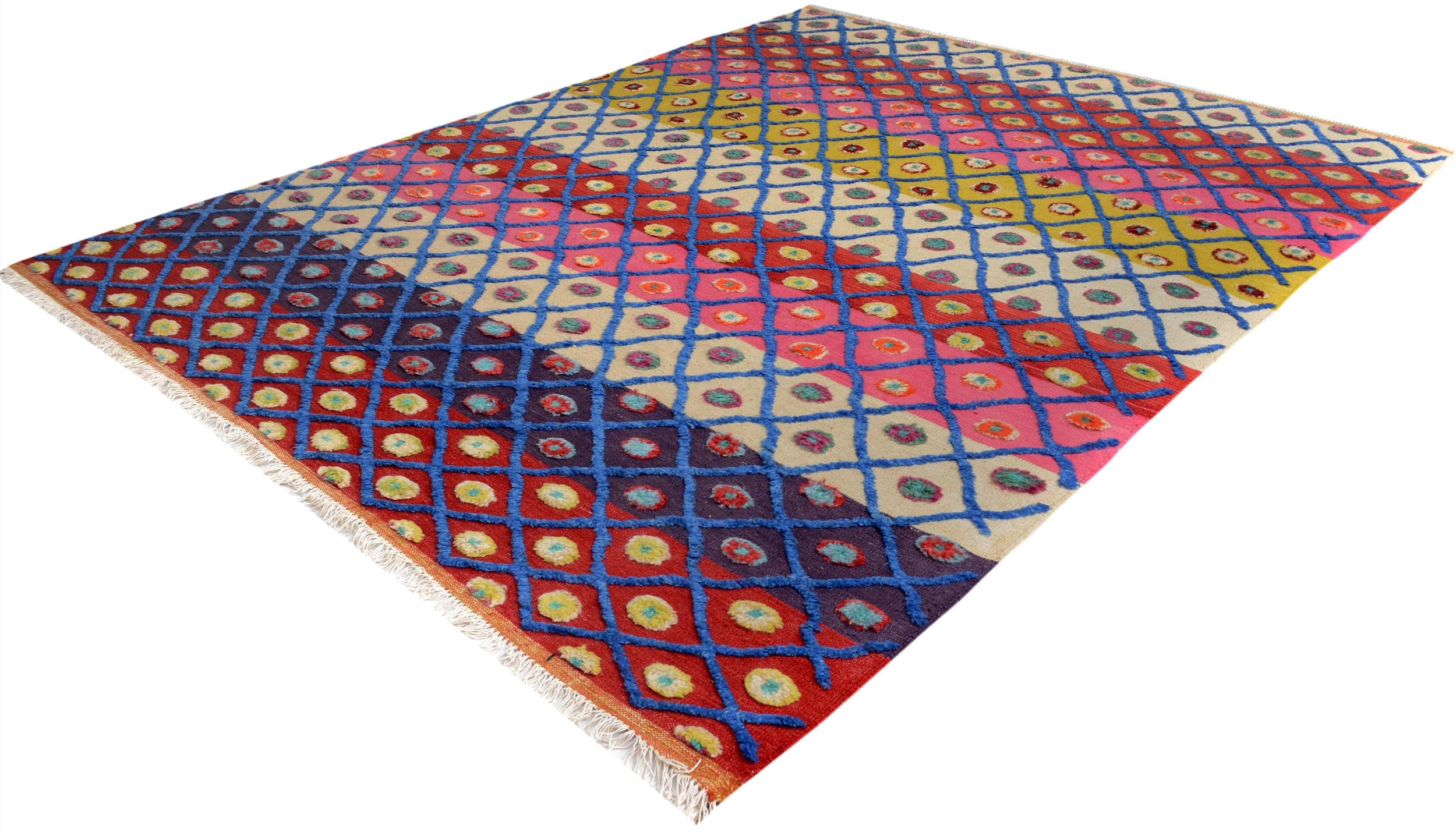 handmade Geometric Moroccan Hi Beige Red Hand Knotted RECTANGLE 100% WOOL area rug 8' x 10'