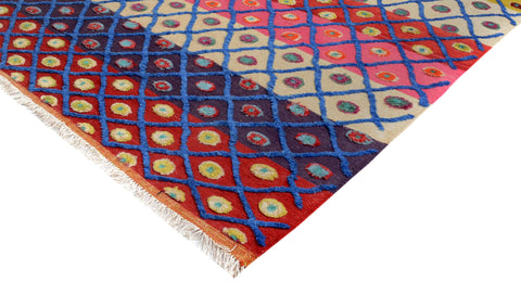 handmade Geometric Moroccan Hi Beige Red Hand Knotted RECTANGLE 100% WOOL area rug 8' x 10'