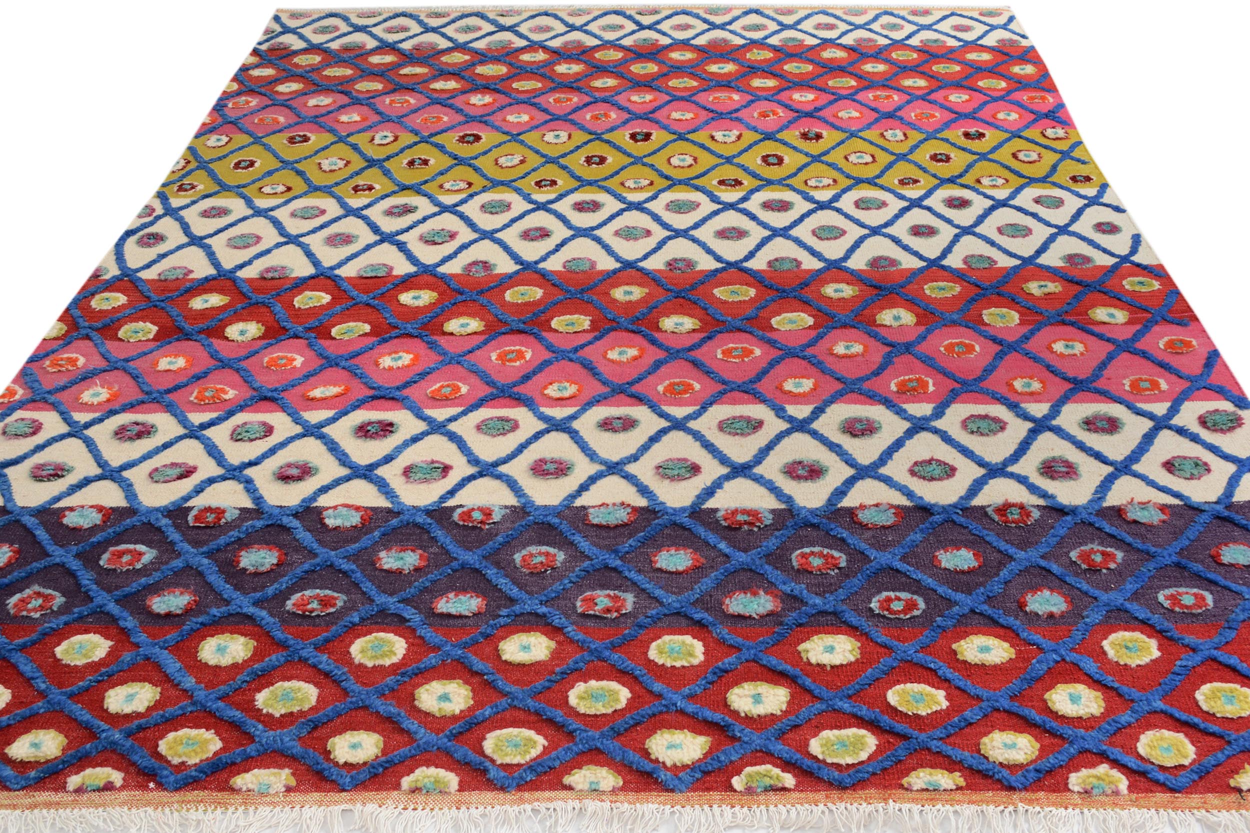handmade Geometric Moroccan Hi Beige Red Hand Knotted RECTANGLE 100% WOOL area rug 8' x 10'