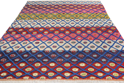 handmade Geometric Moroccan Hi Beige Red Hand Knotted RECTANGLE 100% WOOL area rug 8' x 10'