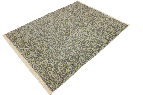 handmade Transitional Cryena Lt. Blue Lt. Green Hand Knotted RECTANGLE WOOL&SILK area rug 5' x 7'