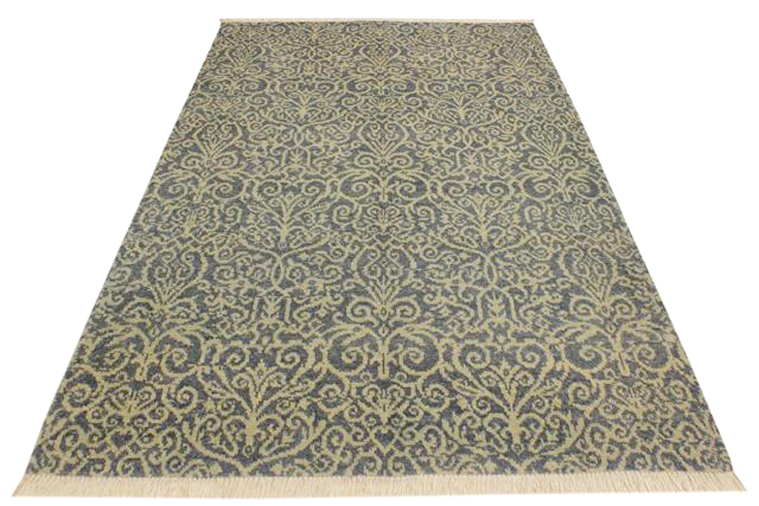 handmade Transitional Cryena Lt. Blue Lt. Green Hand Knotted RECTANGLE WOOL&SILK area rug 5' x 7'