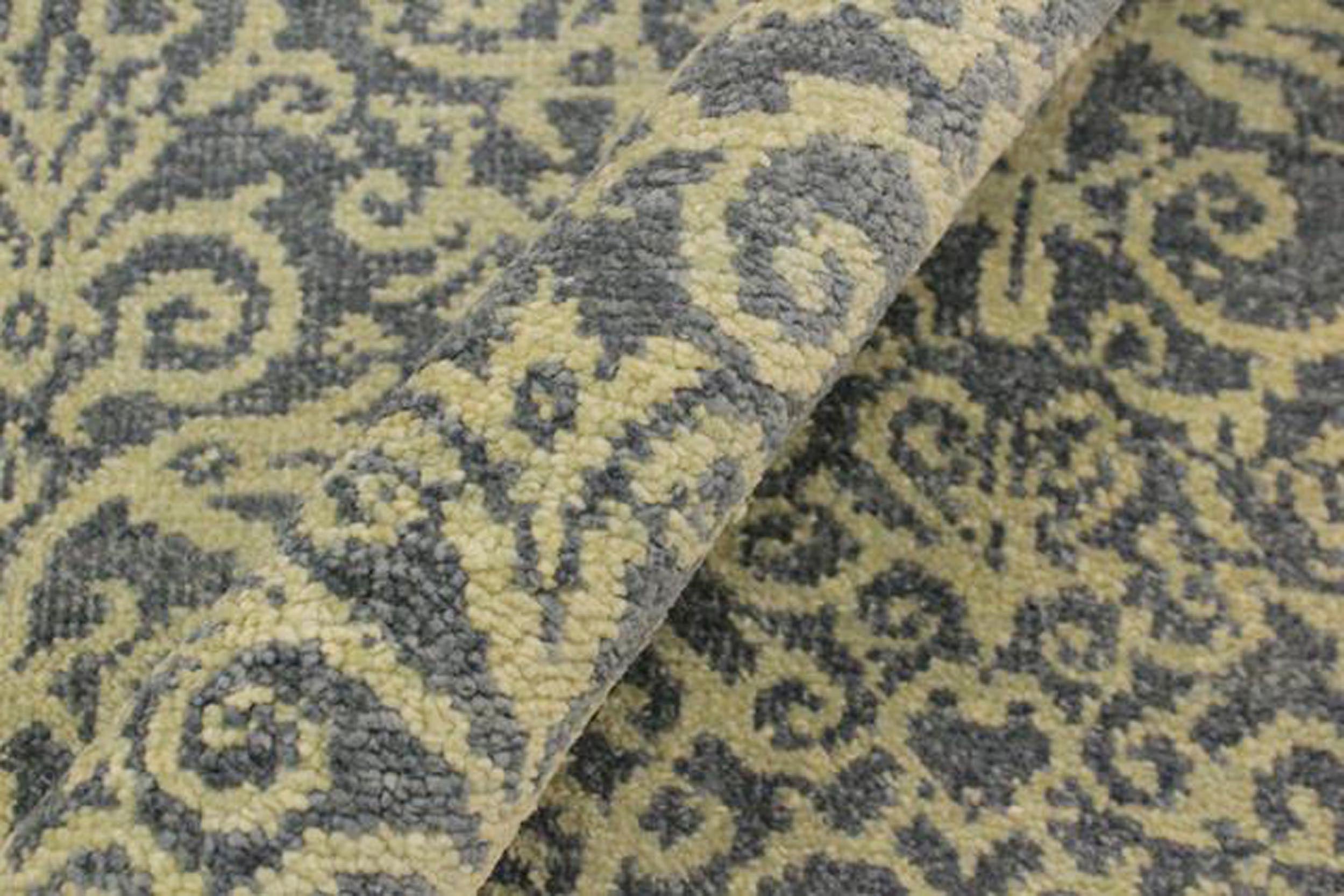 handmade Transitional Cryena Lt. Blue Lt. Green Hand Knotted RECTANGLE WOOL&SILK area rug 5' x 7'