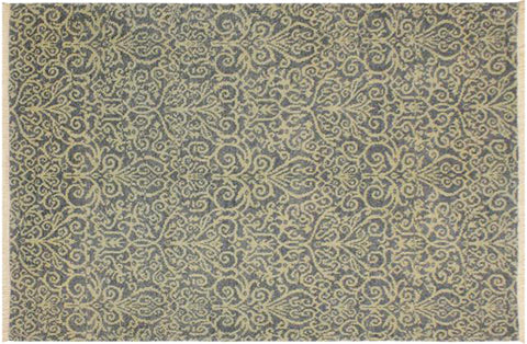 handmade Transitional Cryena Lt. Blue Lt. Green Hand Knotted RECTANGLE WOOL&SILK area rug 5' x 7'