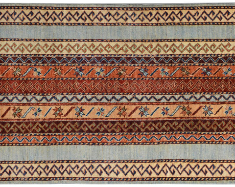 handmade Transitional Shawl Lt. Blue Ivory Hand Knotted RUNNER 100% WOOL area rug 2.6x9