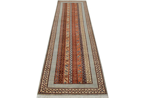 handmade Transitional Shawl Lt. Blue Ivory Hand Knotted RUNNER 100% WOOL area rug 2.6x9