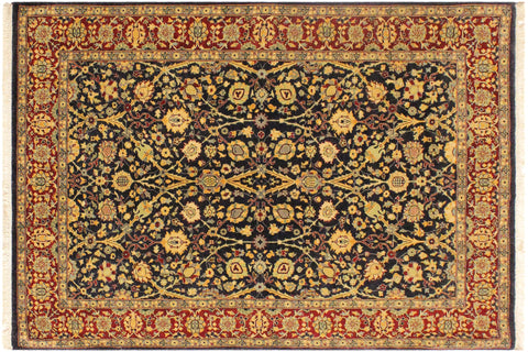 handmade Traditional  Blue Red Hand Knotted RECTANGLE 100% WOOL area rug 4' x 6'