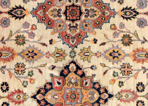 handmade Traditional Kafkaz Ivory Blue Hand Knotted RECTANGLE 100% WOOL area rug 5x7