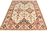 handmade Traditional Kafkaz Ivory Blue Hand Knotted RECTANGLE 100% WOOL area rug 5 x 7