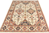 handmade Traditional Kafkaz Ivory Blue Hand Knotted RECTANGLE 100% WOOL area rug 5 x 7