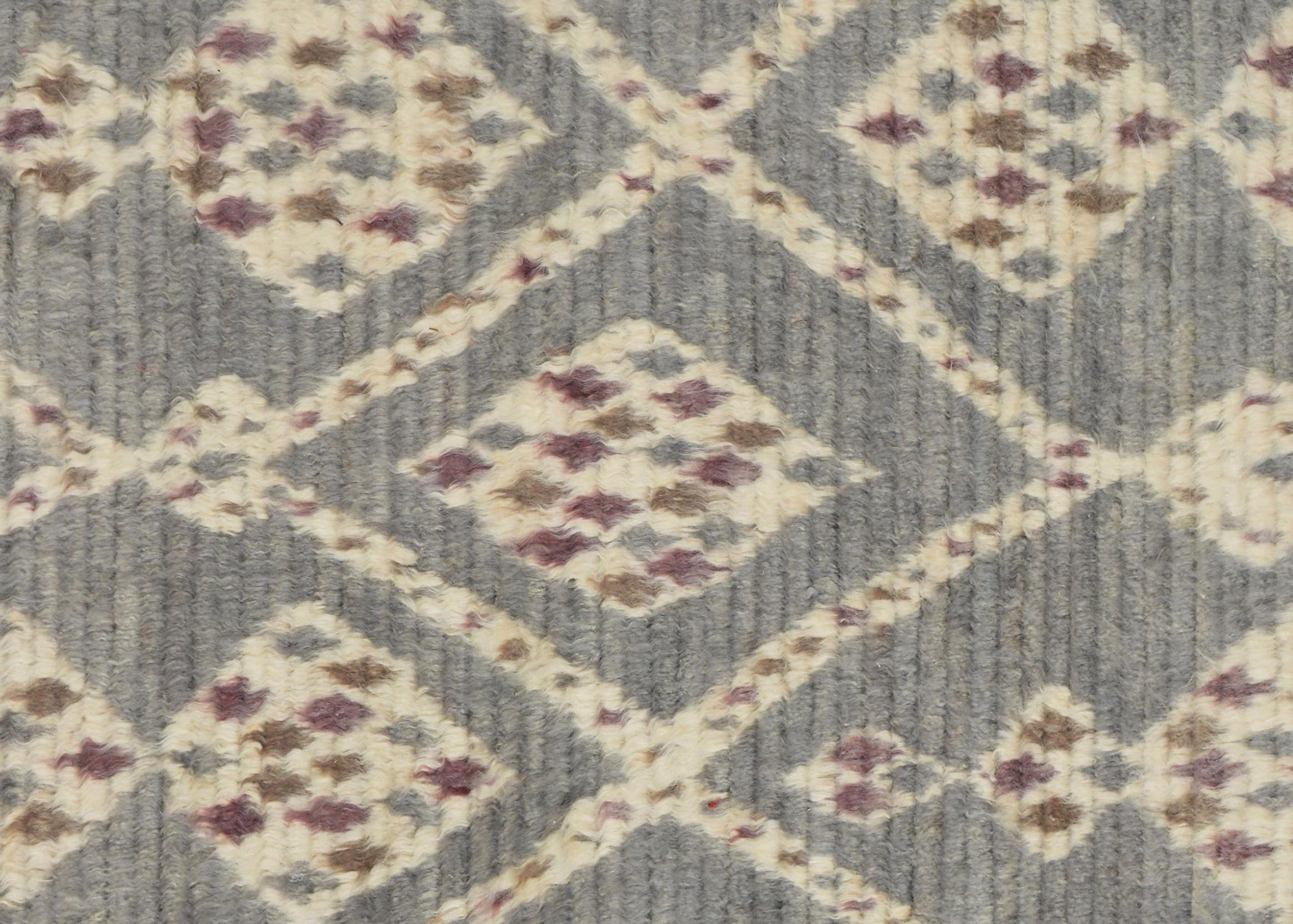 handmade Geometric Moroccan Gray Ivory Hand Knotted RECTANGLE 100% WOOL area rug 4' x 6'