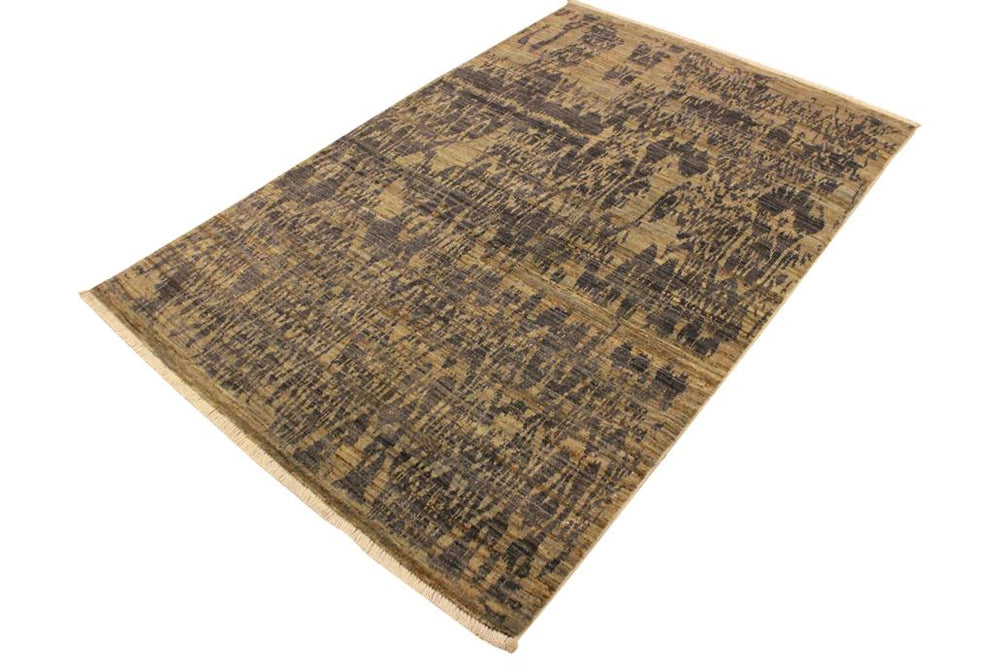 handmade Modern Kafkaz Gray Blue Hand Knotted RECTANGLE 100% WOOL area rug 4X6