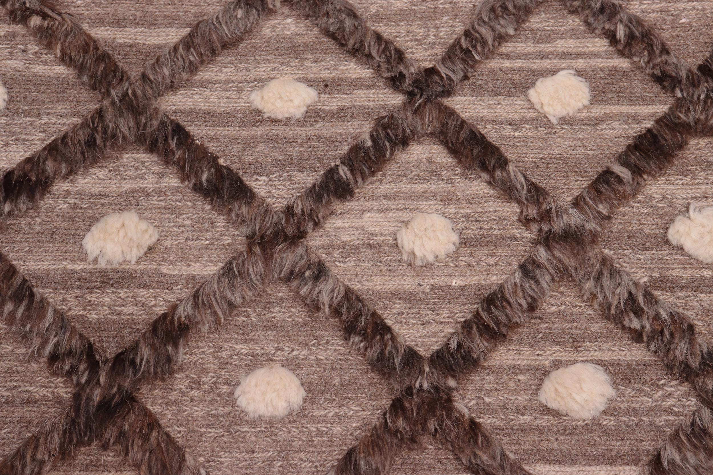 handmade Geometric Moroccan Hi Brown Tan Hand Knotted RECTANGLE 100% WOOL area rug 8' x 10'