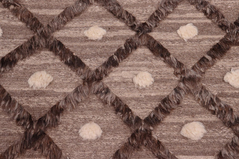 handmade Geometric Moroccan Hi Brown Tan Hand Knotted RECTANGLE 100% WOOL area rug 8' x 10'