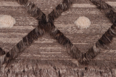 handmade Geometric Moroccan Hi Brown Tan Hand Knotted RECTANGLE 100% WOOL area rug 8' x 10'