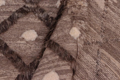 handmade Geometric Moroccan Hi Brown Tan Hand Knotted RECTANGLE 100% WOOL area rug 8' x 10'