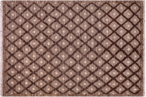 handmade Geometric Moroccan Hi Brown Tan Hand Knotted RECTANGLE 100% WOOL area rug 8' x 10'
