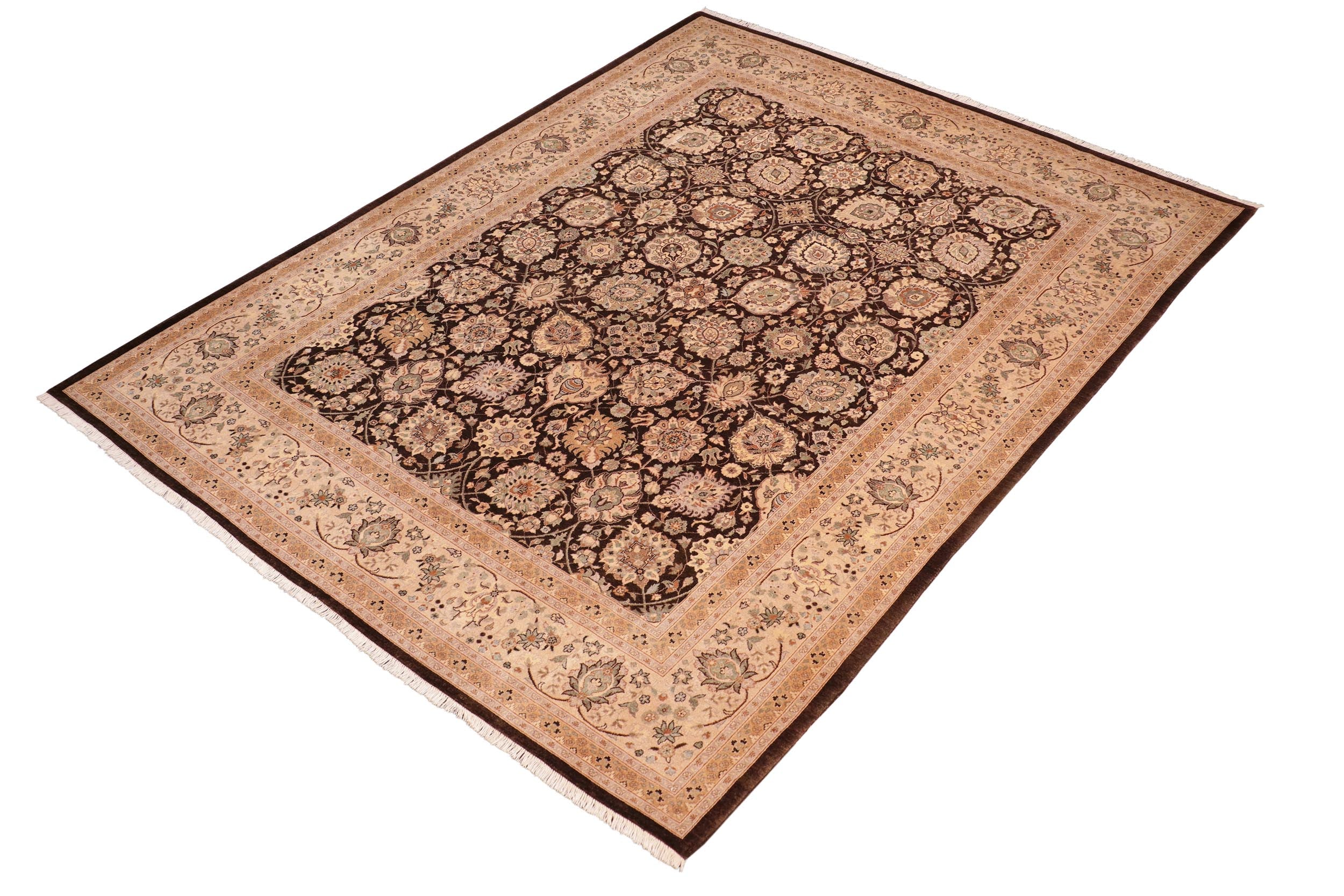 handmade Transitional Design Brown Beige Hand Knotted RECTANGLE 100% WOOL area rug 8' x 10'