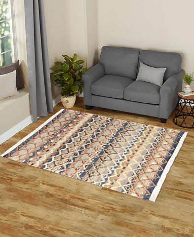 handmade Geometric Moroccan Hi Blue Gray Hand Knotted RECTANGLE 100% WOOL area rug 5' x 7'