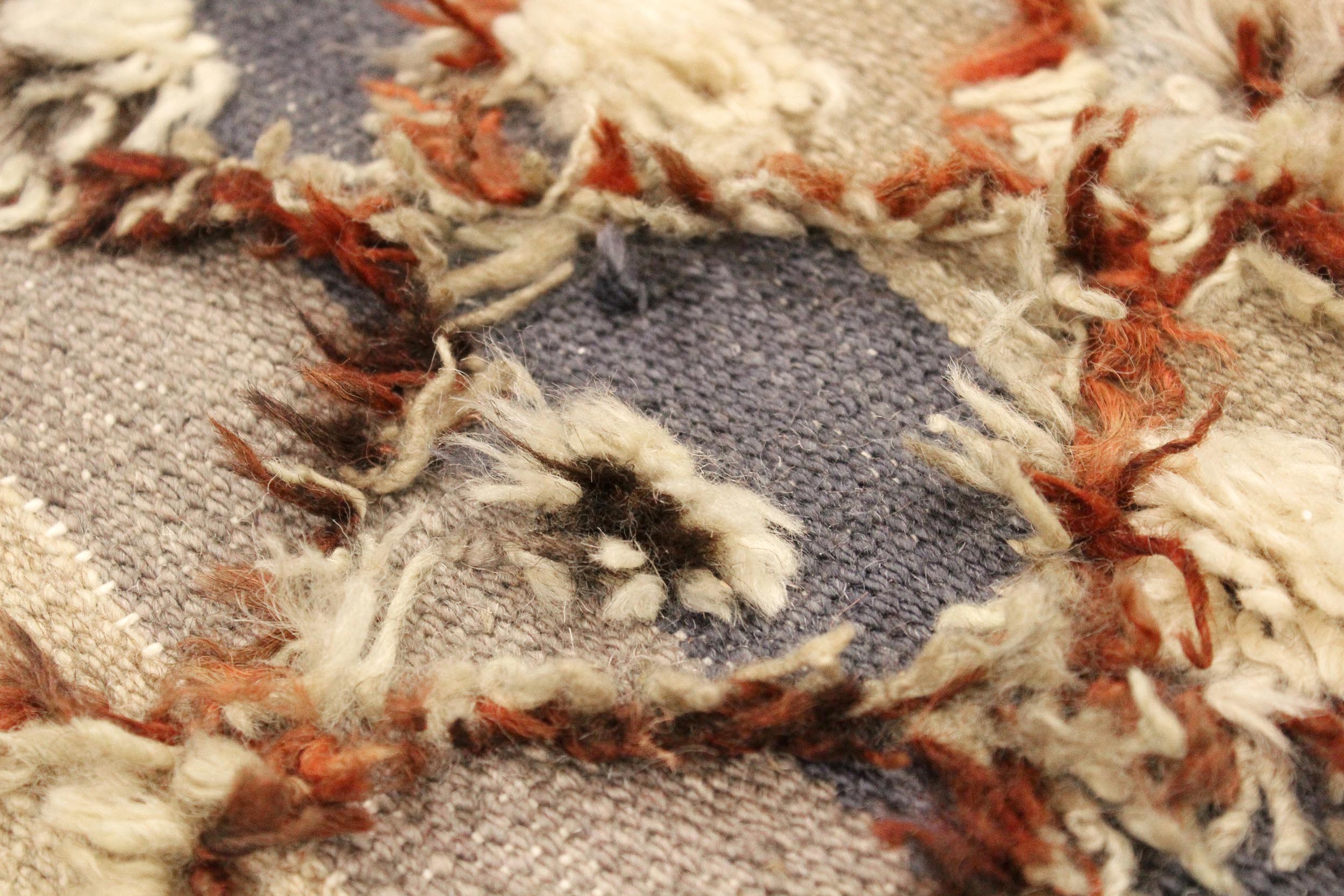 handmade Geometric Moroccan Hi Blue Gray Hand Knotted RECTANGLE 100% WOOL area rug 5' x 7'