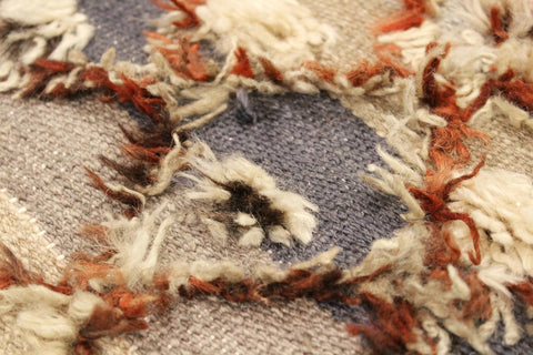 handmade Geometric Moroccan Hi Blue Gray Hand Knotted RECTANGLE 100% WOOL area rug 5' x 7'