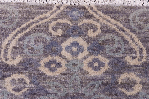 handmade Modern Kafkaz Gray Gray Hand Knotted RECTANGLE WOOL&SILK area rug 2' x 3'