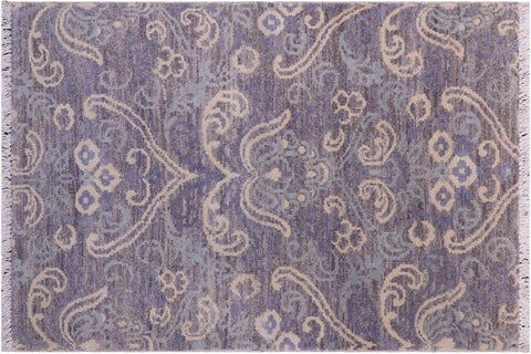 handmade Modern Kafkaz Gray Gray Hand Knotted RECTANGLE WOOL&SILK area rug 2' x 3'