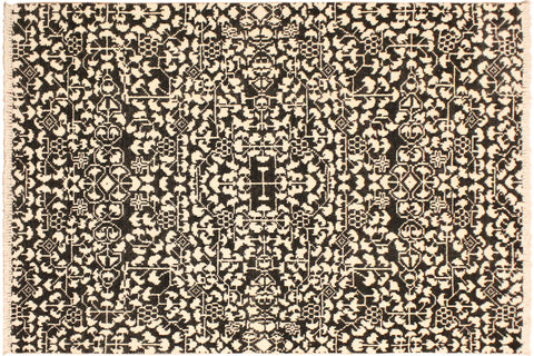 handmade Traditional Ellie Blue Beige Hand Knotted RECTANGLE WOOL&SILK area rug 8' x 10'