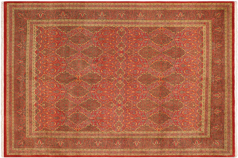 handmade Transitional Veg Dye Rust Green Hand Knotted RECTANGLE 100% WOOL area rug 8 x 10