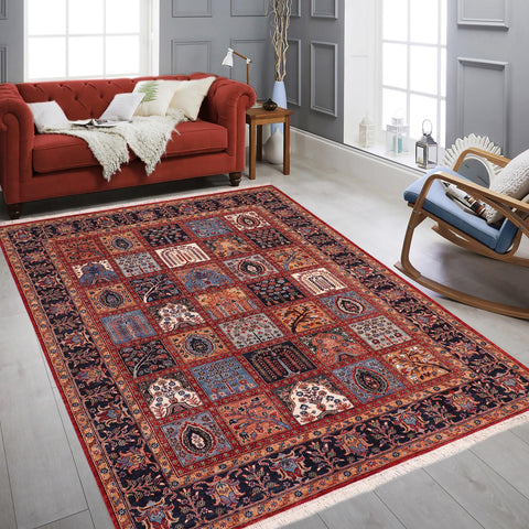 handmade Geometric Kafkaz Red Blue Hand Knotted RECTANGLE 100% WOOL area rug 8' x 9'