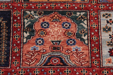 handmade Geometric Kafkaz Red Blue Hand Knotted RECTANGLE 100% WOOL area rug 8' x 9'